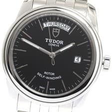 TUDOR Glamour 56000 Date day black Dial Automatic Men's Watch Fast Shipping