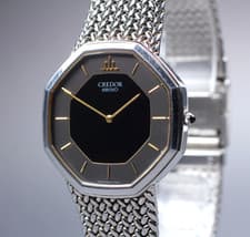Vintage 1982 【NEAR MINT】 SEIKO CREDOR 9300-5500 Octagon Quartz Men's Watch JAPAN