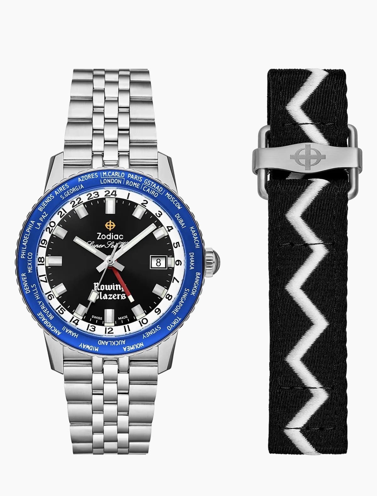 Zodiac x Rowing Blazers Super Sea Wolf GMT World Time mens limited ed watch