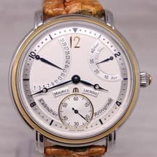 Maurice Lacroix Retrograde Calendar Mens 43mm Steel & 18k Gold Watch w/ Box Tag