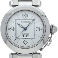 CARTIER Pasha C Big Date Watch W31055M7 Stainless Steel mensWatch white USED
