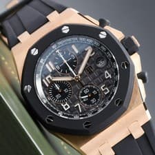AP Royal Oak Offshore 42mm Rose Gold Grey Tapisserie Dial Rubber Strap 26238OK