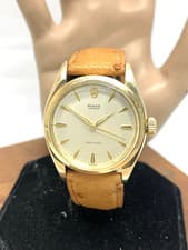 Rolex Oyster Precision Men's Watch 1950's Swiss Mechanical 14k Gold Case 34mm