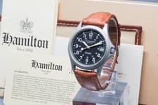 [Full Set] HAMILTON 9445A Khaki Field Black Dial Quartz Men's Watch From JAPAN