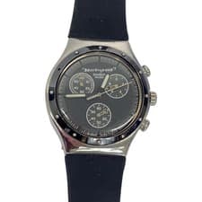 SWATCH◆KU01SS/Other company belt/Quartz watch/Analog/Rubber/BLK/BLK