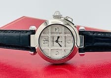 Cartier Pasha 32 18K White Gold Factory Diamond Grid Automatic Watch Box & Books