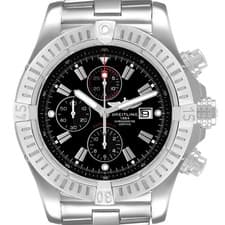 Breitling Super Avenger Black Dial Chronograph Steel Mens Watch A13370 Box Paper