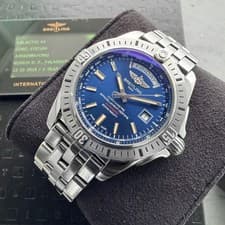 44 Breitling Galactic 44 A45310 -  Box and Papers + Blue Dial