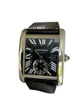 Cartier Tank MC W5330004  Black Dial Stainless Steel 34mm Automatic With B&P