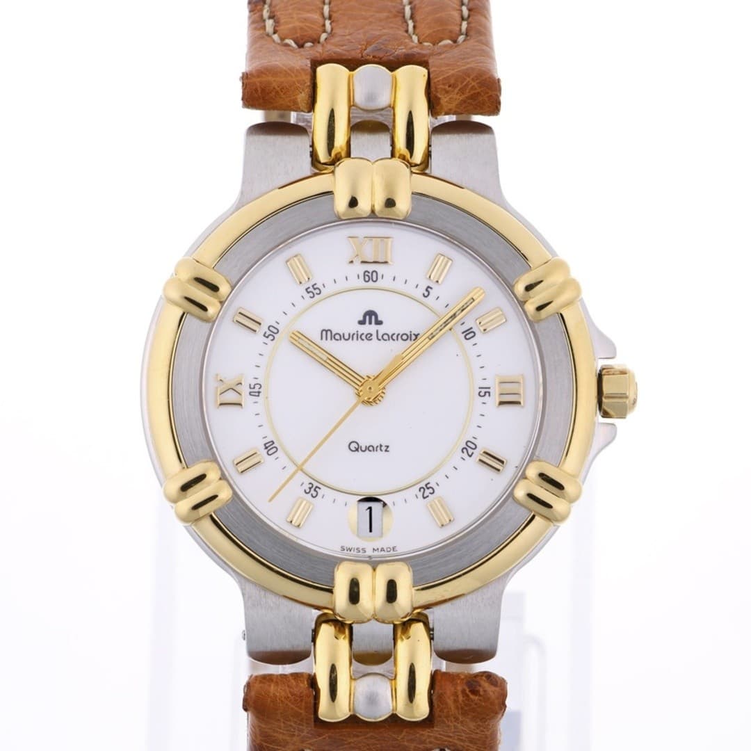 Maurice Lacroix Calypso Date Men's Watch White Quartz Used From Japan