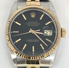 Rolex Datejust Oyster Perpetual Two-Tone Black Dial Jubilee Band Mens Watch