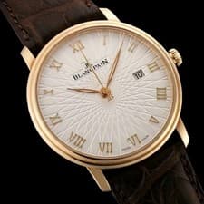 Blancpain Villeret Ultraslim 6651C-3642 40mm 18K White Gold Leather Strap #SU043