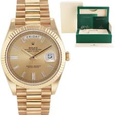 2021 MINT Rolex Day-Date 40 President 228238 Champagne Baguette Diamond Watch