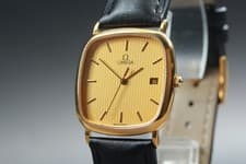 Vintage 1980s Omega De Ville Cal.1430 6J Quartz Gold Dial Date Men's [Near Mint]