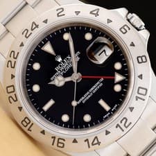 2000 ROLEX EXPLORER II 16570 BLACK DIAL 40MM GMT DATE STAINLESS STEEL  WATCH