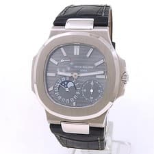 Patek Philippe Nautilus 18k White Gold Leather Auto Grey Men's Watch 5712G-001