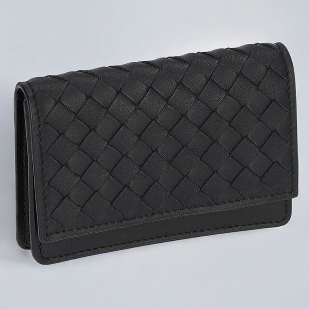 Bottega Veneta Card Case Black Leather 8x11cm Men's Accessories From Japan