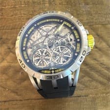 Roger Dubuis Excalibur Men's Skeleton Automatic Black Rubber Band Silver Case