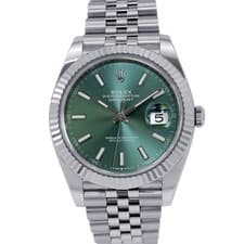 ROLEX Datejust 41mm Stainless Steel 18K White Gold Mint Green Dial 126334