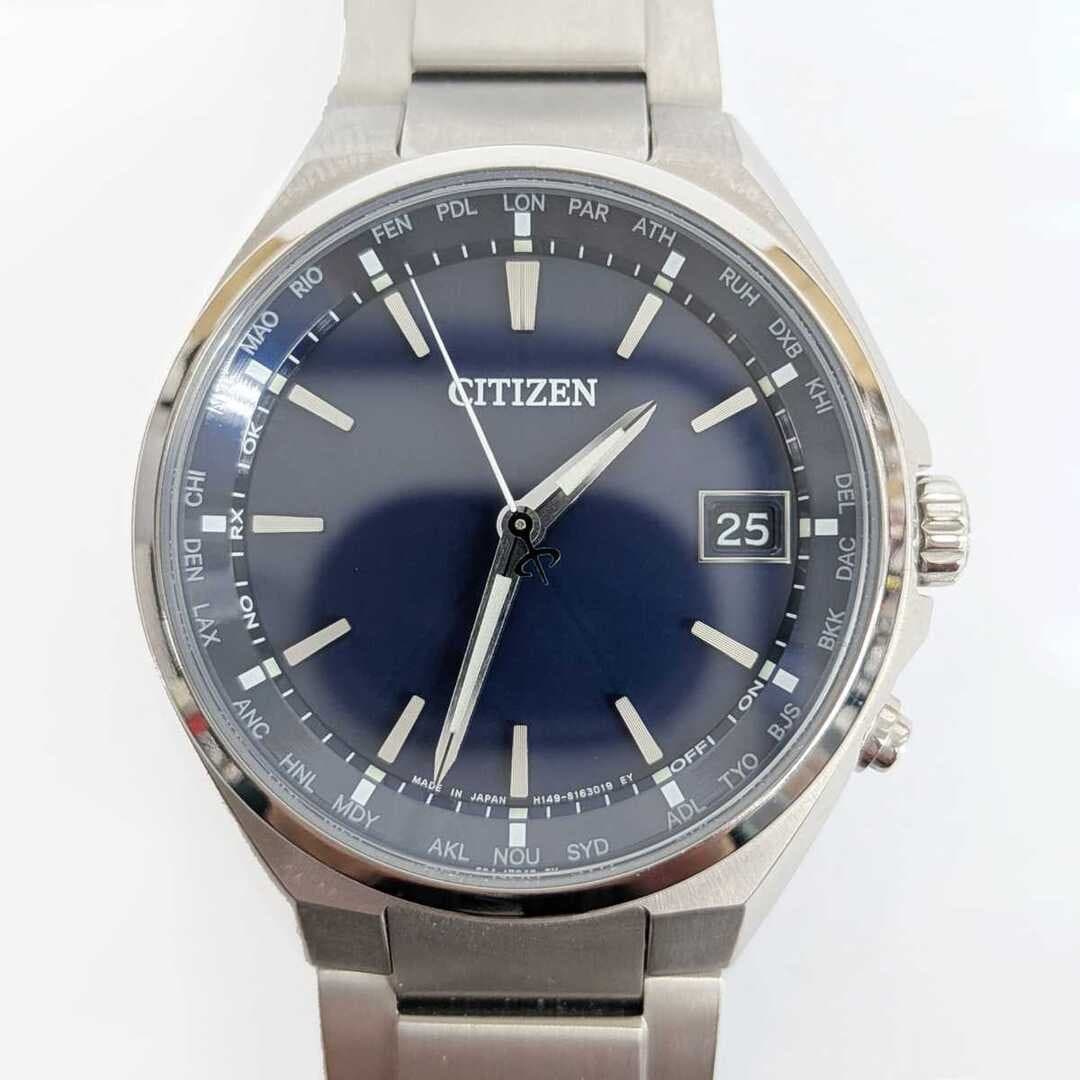 Citizen Atessa Solar Radio Eco Drive Men's Watch AB Used Silver Navy From Japan