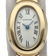 CARTIER Mini Baignoire watch W15109D8 18K Yellow Gold WomenWatch white USED