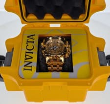 Invicta Reserve Venom Shutter 36589 Gold Tone 52mm Chrono MOP Dial w/Case