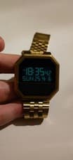 NIXON Digital Watch Rilan Gold Octagonal Face Gold Tone Steel Band Pro