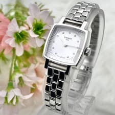 TISSOT T058109 Lovely 12P Diamond Quartz Wristwatch Silver Dial Silver Band