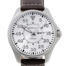 Hamilton Khaki Aviation Pilot Day Date Quartz Steel Watch 42mm Used