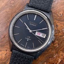 Grand Seiko 5646-7010 Hi Beat Automatic Day Date Blue Dial 1971 Vintage GS Watch