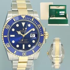 MINT 2018 PAPERS Rolex Submariner Blue Ceramic 116613LB Two Tone Yellow Gold