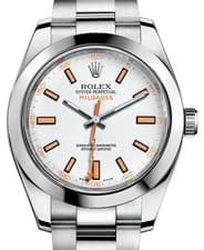 Rolex Milgauss Stainless Steel White Dial Smooth Bezel Oyster Bracelet 116400