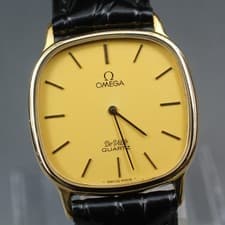Vintage OMEGA De Ville 1365 Push Crown Gold Tone Quartz Men's Watch From JAPAN