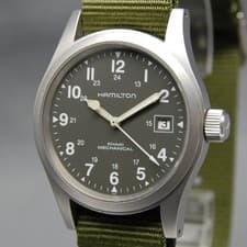 [Near MINT] HAMILTON Khaki Field Mechanical H694190 38mm Green Manual Mens Watch