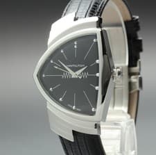 Hamilton Ventura H244112 32mm Black Dial Quartz Men's Watch Near MINT
