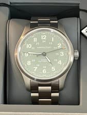 HAMILTON KHAKI FIELD TITANIUM CASE GREEN DIAL BROWN LEATHER 42MM H70545560