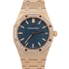 Audemars Piguet Royal Oak Yellow Gold 33mm Blue Dial Watch Ref#