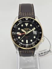 Seiko 5 Sport SKX Series SSK036K1 GMT Back Dial Brown Leather Strap