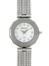 CENTURY Time Gem 12P Diamond Quartz Watch Ladies White Shell Dial 24mm