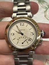 Cartier pasha power reserve steel & 18k gold swiss automatic mens watch