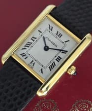 Authentic Ladies 1990's Vintage Cartier Tank Quartz With Box  and Paper, Chic