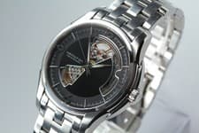 [w/Box ] HAMILTON Jazzmaster Viewmatic Open Heart H325651 Black Swiss Made Watch