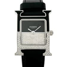 HERMES H Watch Toufleur HH1.233 Watches black quartz Black/RhinestoneDial Wo...