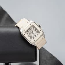 Cartier Santos W20122U2 / 2878 White Rubber Medium 100
