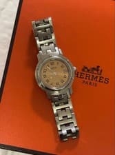 Hermes Clipper Quartz Watch CL4.210 Pink Gold Dial