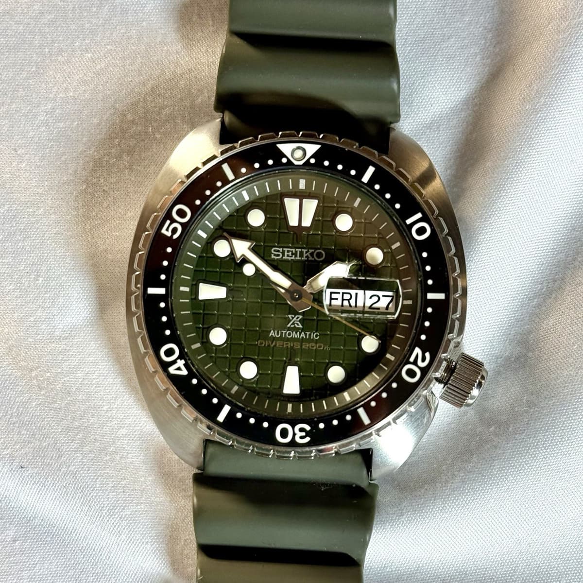 Seiko Prospex SRPE05 “King Turtle” – Green Dial Automatic Diver (Full Set)