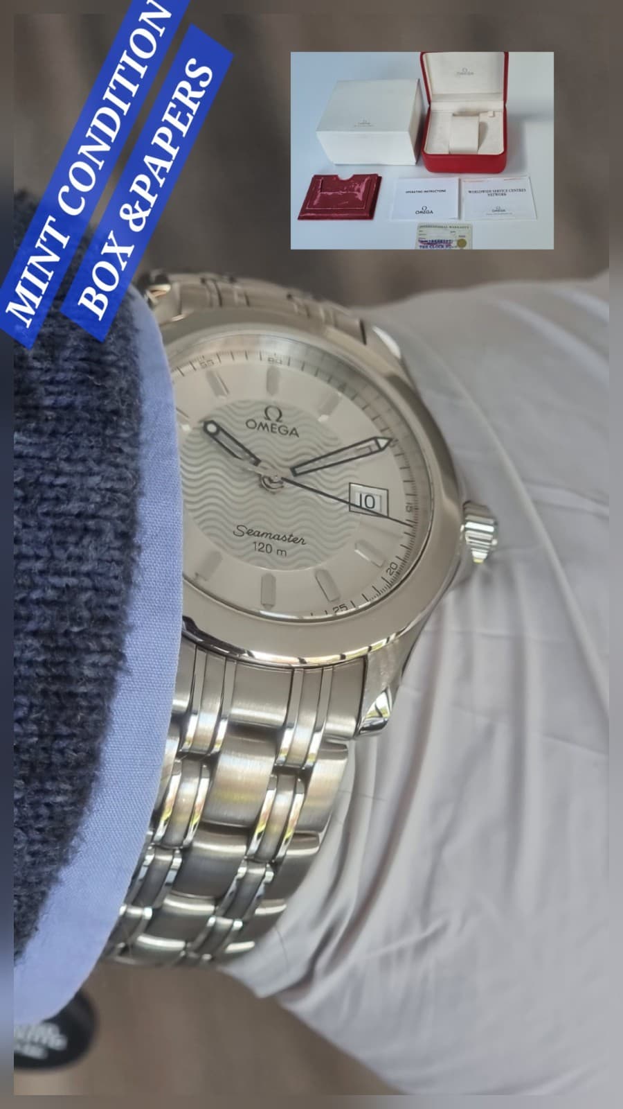 Omega Seamaster 120m Mens Watch 36mm MINT CONDITION pre Aqua Terra BOX and Paper