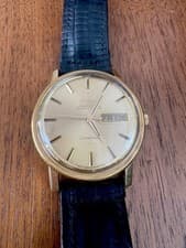 OMEGA Constellation Automatic Chronometer Yellow Gold Black Leather Strap