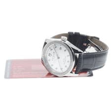 TUDOR GLAMOUR 55020 36mm SS Leather Silver Dial Automatic Date #C087