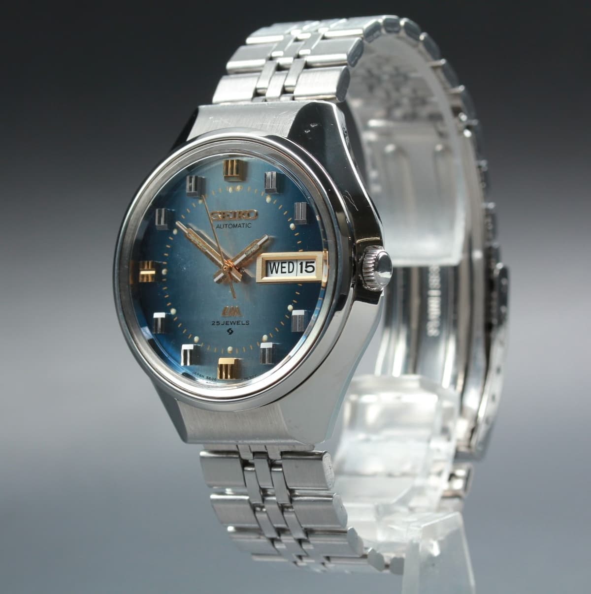 Vintage 1973 Near MINT Seiko Lord Matic LM 5606-7290 Blue Kanji AT Men's Watch